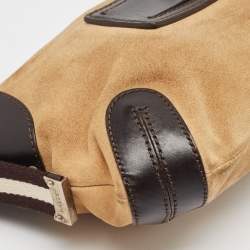 Bally Dark Brown/Tan Suede and Leather Shoulder Bag
