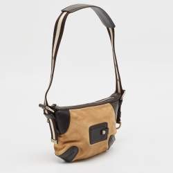 Bally Dark Brown/Tan Suede and Leather Shoulder Bag