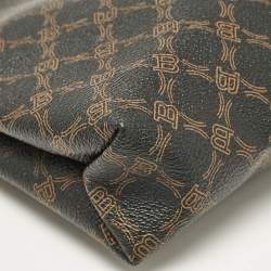 Bally Black/Brown Monogram Coated Canvas and Leather Zip Pouch