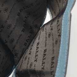 Pre Owned Bally Navy Blue Leather Logo Trifold Wallet