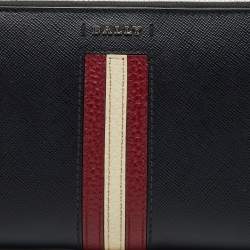 Bally Black Saffiano Leather Salen Zip Around Wallet