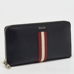 Bally Black Saffiano Leather Salen Zip Around Wallet