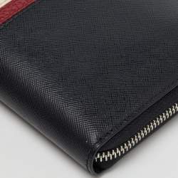 Bally Black Saffiano Leather Salen Zip Around Wallet