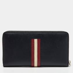 Bally Black Saffiano Leather Salen Zip Around Wallet