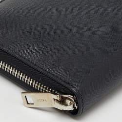 Bally Black Saffiano Leather Salen Zip Around Wallet