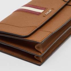 Pre Owned Bally Brown Saffiano Leather Stafford Flap Crossbody Bag