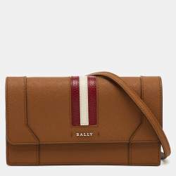 Pre Owned Bally Brown Saffiano Leather Stafford Flap Crossbody Bag