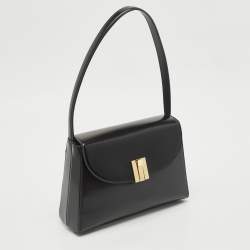 Bally Black Brushed Leather Small Ollam Shoulder Bag