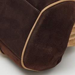 Bally Dark Brown/Beige Suede Tassel Frame Satchel
