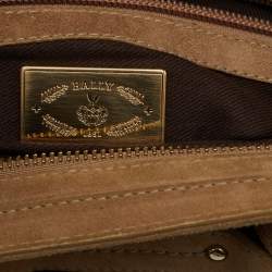 Bally Dark Brown/Beige Suede Tassel Frame Satchel