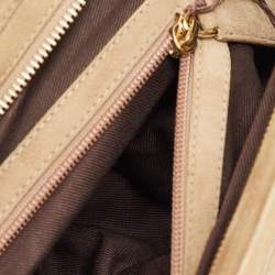 Bally Dark Brown/Beige Suede Tassel Frame Satchel