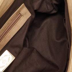 Bally Dark Brown/Beige Suede Tassel Frame Satchel