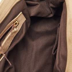 Bally Dark Brown/Beige Suede Tassel Frame Satchel