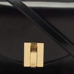 Bally Black Leather Ollam Flap Crossbody Bag
