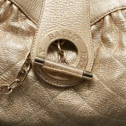 Bally Gold Quilted Leather Meg T Shoulder Bag