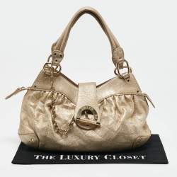 Bally Gold Quilted Leather Meg T Shoulder Bag