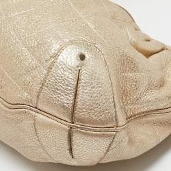 Bally Gold Quilted Leather Meg T Shoulder Bag