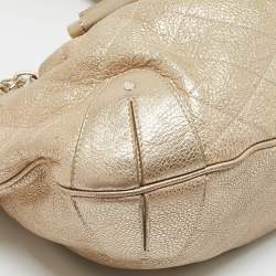 Bally Gold Quilted Leather Meg T Shoulder Bag