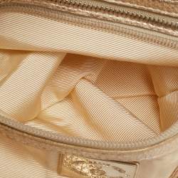 Bally Gold Quilted Leather Meg T Shoulder Bag