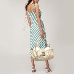 Bally Gold Quilted Leather Meg T Shoulder Bag