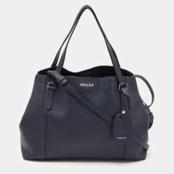 Bally Navy Blue Leather Medium Seraphine Tote
