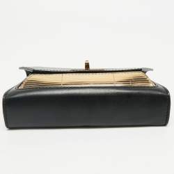 Pre Owned Bally Black/Gold Leather Suzy Chain Clutch