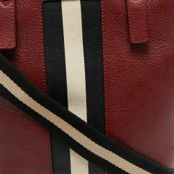 Pre Owned Bally Red Leather Tracie Vertical Tote