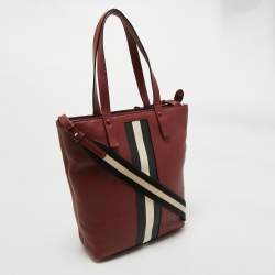 Pre Owned Bally Red Leather Tracie Vertical Tote