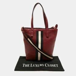 Pre Owned Bally Red Leather Tracie Vertical Tote