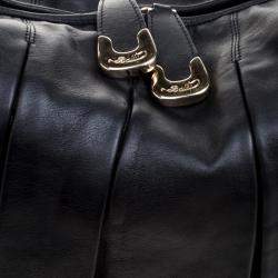 Bally Black Pleated Leather Multi Zip Hobo