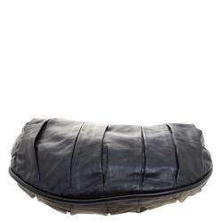 Bally Black Pleated Leather Multi Zip Hobo