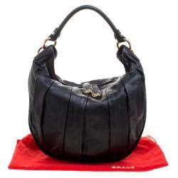 Bally Black Pleated Leather Multi Zip Hobo