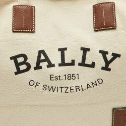 Pre Owned Bally Off Beige Canvas Crystalia Shopping Tote
