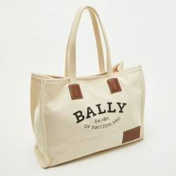 Pre Owned Bally Off Beige Canvas Crystalia Shopping Tote