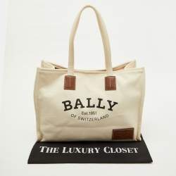 Pre Owned Bally Off Beige Canvas Crystalia Shopping Tote