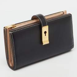 Pre Owned Bally Black Leather Amy  Zip Around French Wallet