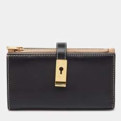 Pre Owned Bally Black Leather Amy  Zip Around French Wallet 