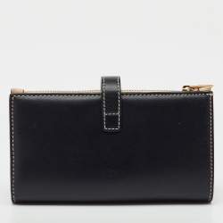 Pre Owned Bally Black Leather Amy  Zip Around French Wallet