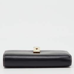 Pre Owned Bally Black Leather Amy  Zip Around French Wallet