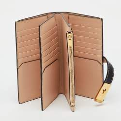 Pre Owned Bally Black Leather Amy  Zip Around French Wallet