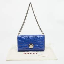 Pre Owned Bally Blue Quilted Leather Eclipse Chain Shoulder Bag