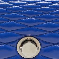 Pre Owned Bally Blue Quilted Leather Eclipse Chain Shoulder Bag