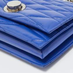 Pre Owned Bally Blue Quilted Leather Eclipse Chain Shoulder Bag