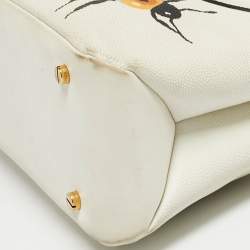 Pre Owned Bally White Leather Berekely Lip Print Bag