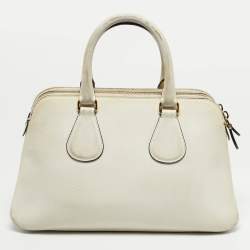 Pre Owned Bally White Leather Berekely Lip Print Bag