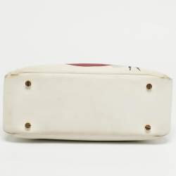 Pre Owned Bally White Leather Berekely Lip Print Bag