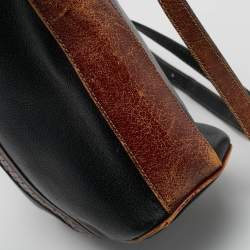 مملوكة مسبقًا حقيبة كروس بودي بالي جلد أسود/بني بتفاصيل منسوجة