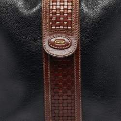 مملوكة مسبقًا حقيبة كروس بودي بالي جلد أسود/بني بتفاصيل منسوجة