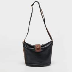 مملوكة مسبقًا حقيبة كروس بودي بالي جلد أسود/بني بتفاصيل منسوجة