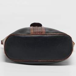 مملوكة مسبقًا حقيبة كروس بودي بالي جلد أسود/بني بتفاصيل منسوجة